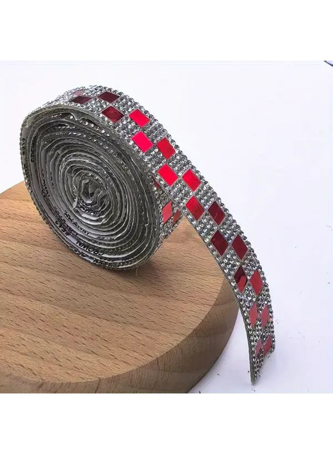 Red Sparkling Glass Bead Rhinestone Ribbon Sticker For DIY Crafts Wedding Decor - Image 5