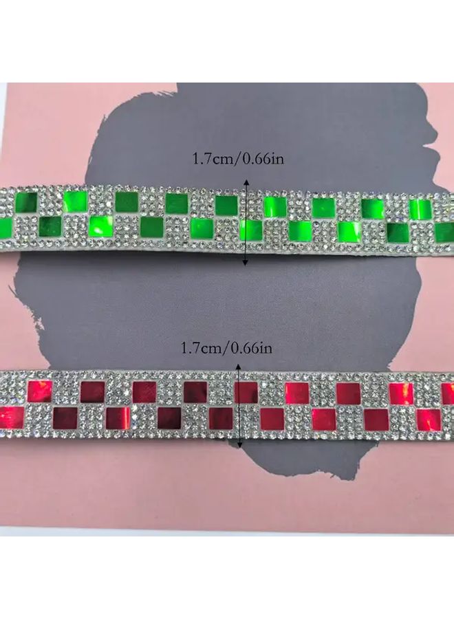 Red Sparkling Glass Bead Rhinestone Ribbon Sticker For DIY Crafts Wedding Decor - Image 4