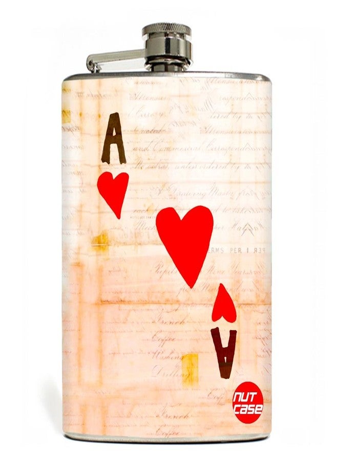 Nutcase Designer Hip Flask 9 Oz Nutcase - with Free Funnel Along - The Ace of Hearts - Image 1