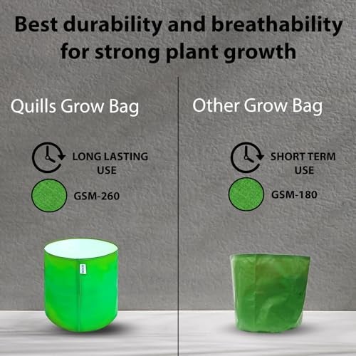Essoti Premium Hdpe Uv Protected 260 GSM Round Shaped (Pack of 5 (Green), 9 x 9 Inch) Green Colour Plants Grow Bags Suitable for Terrace and Vegetable Gardening - Image 2