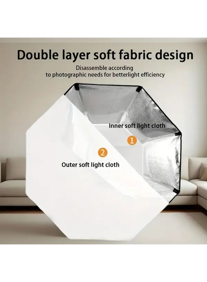 37.4 Inch Octagonal Softbox With Bowens Mount Black Durable Nylon Double Layer Design For Professional Studio Photography Lighting Soft Light Diffusion All Season Use - Image 3