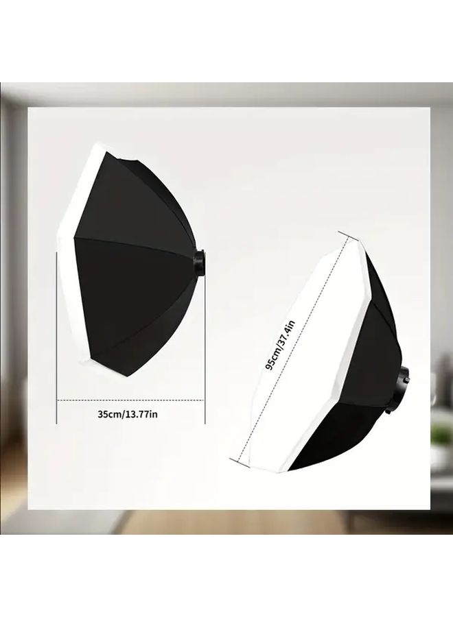 37.4 Inch Octagonal Softbox With Bowens Mount Black Durable Nylon Double Layer Design For Professional Studio Photography Lighting Soft Light Diffusion All Season Use - Image 4