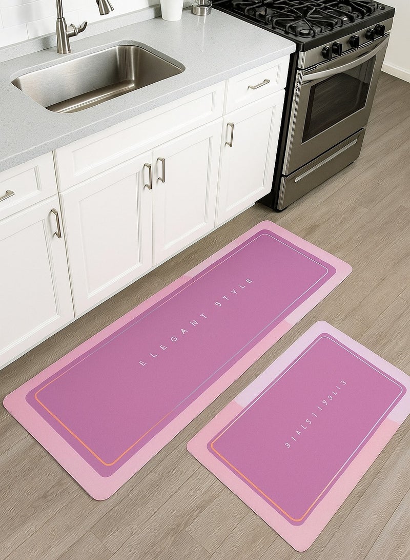 Happy Home 2 Pieces Kitchen Floor Mats, Super Absorbent Bathroom Mat, Washable Kitchen Rug, Diatom Mud Non-Slip Floor Mat for Office, Laundry, Bathroom (Size(40x60)+(40x120)cm)  - Image 1
