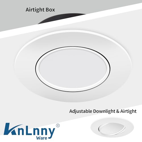 KnLnny Ware 4 Inch Gimbal Led Recessed Lighting 6 Pack,Ajustable Eyeball Ceiling Light with Junction Box,5CCT Selectable,Airtight,9W 750LM,Dimmable,ETL Listed - Image 2