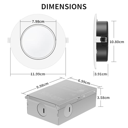 KnLnny Ware 4 Inch Gimbal Led Recessed Lighting 6 Pack,Ajustable Eyeball Ceiling Light with Junction Box,5CCT Selectable,Airtight,9W 750LM,Dimmable,ETL Listed - Image 4