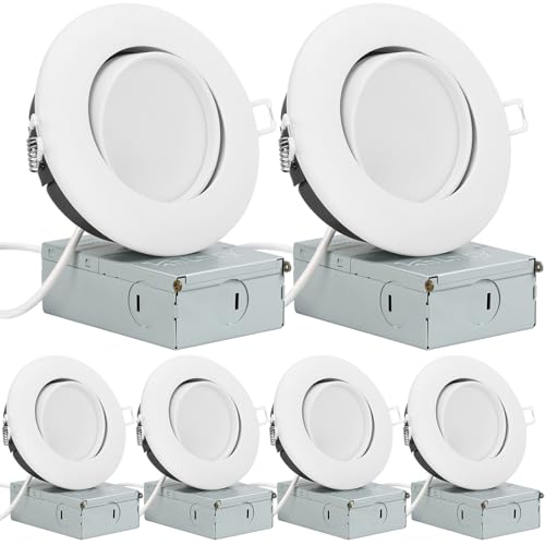 KnLnny Ware 4 Inch Gimbal Led Recessed Lighting 6 Pack,Ajustable Eyeball Ceiling Light with Junction Box,5CCT Selectable,Airtight,9W 750LM,Dimmable,ETL Listed - Image 1
