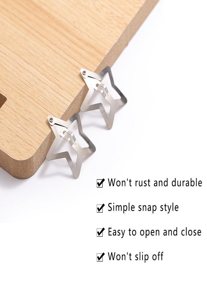 BAISAI 20 PCS 1.22 inches Cute Lovely Star Hair Barrettes, Non Slip Star Clips for Girls & Women - 2000s Y2K Silver Metal Hair Clips - Image 3