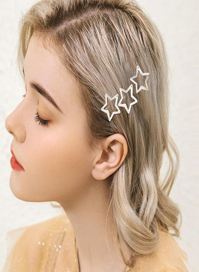 BAISAI 20 PCS 1.22 inches Cute Lovely Star Hair Barrettes, Non Slip Star Clips for Girls & Women - 2000s Y2K Silver Metal Hair Clips - Image 4