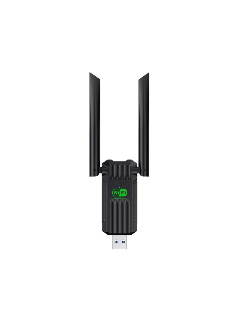 شابية محول واي فاي USB، محول شبكة لاسلكي ثنائي النطاق 5G/2.4G USB 3.0 بسرعة 1300 ميجابت في الثانية لأجهزة الكمبيوتر المكتبية والمحمولة، هوائيات مزدوجة 2dBi، يدعم أنظمة التشغيل Windows 11/10/8.1/8/7 - Image 2