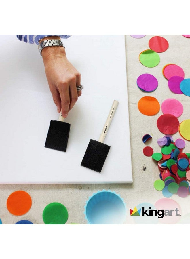 KINGART 242 20 Foam 20 Pc. Value Pack 2" Brush Set Short Wood Handle For Oil Acrylic & Watercolor Paint Great For Crafts Diy Home Projects Hobbies & Group Activities  - Image 3