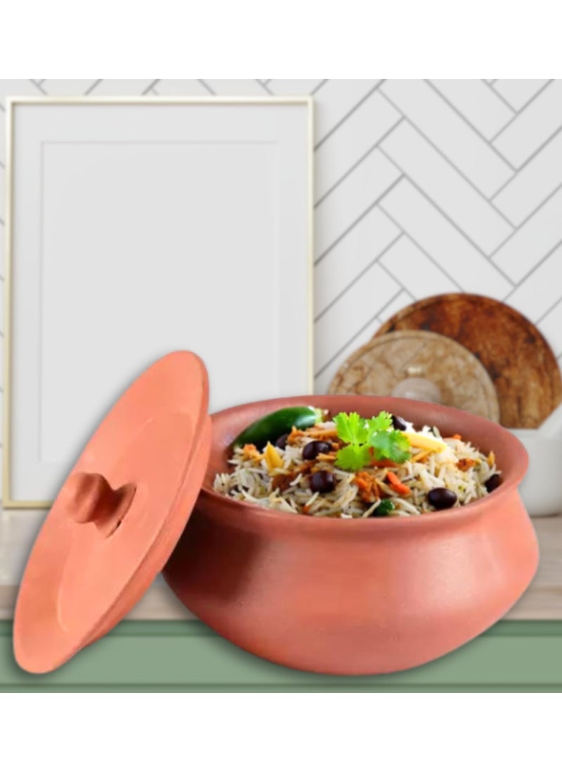 Terra Charms Terra Charms Terracotta Clay Serving Pot Cooking Pot Veg Biryani Pot Enhance Naturelly Taste Large Mitti Dahi Handi 1800 ml Earthenware Brown 1800 ML  - Image 1
