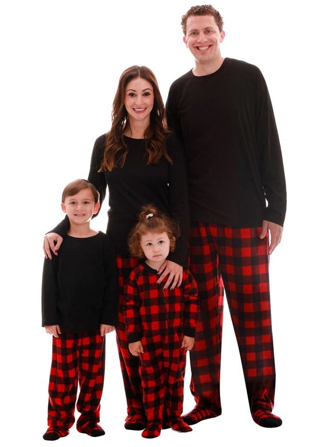 #followme Mens Printed Fleece Family Pajamas, Buffalo Plaid, Large - Image 1