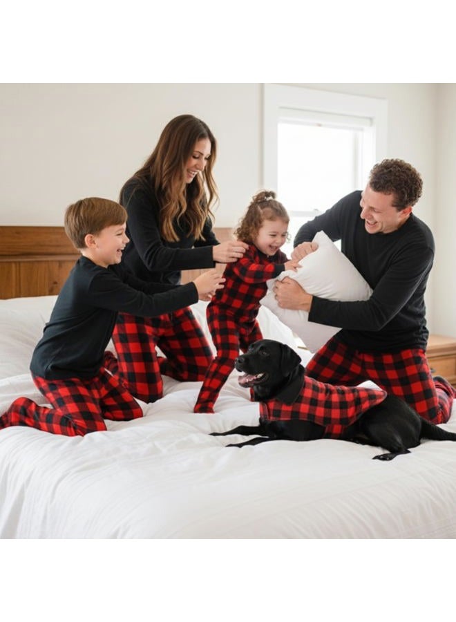 #followme Mens Printed Fleece Family Pajamas, Buffalo Plaid, Large - Image 2