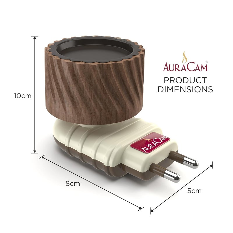 AuraCam موقد الكافور / موزع زيت أساسي / موزع كهربائي للعطور / كابور داني للعبادة، التأمل، الهفان / حامل كابور للمنزل، المكتب (عبوة من 1) خشب - Image 3