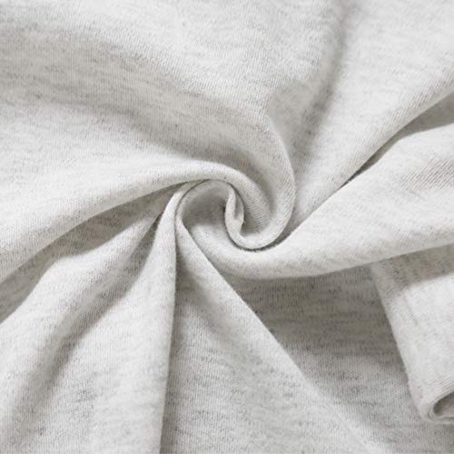 Aablexema Baby Footie Pajama with Mitten Cuffs, Double Zipper Infant Cotton clothes Sleeper Pjs, Footed Sleep Play(Ivory & Grey & Pink,0-3 Months) - Image 4