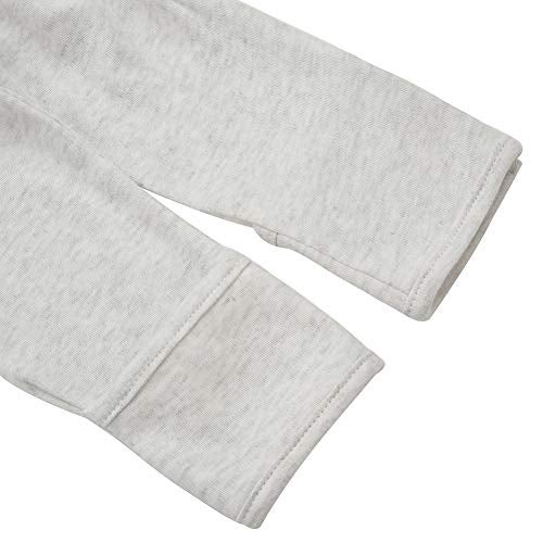 Aablexema Baby Footie Pajama with Mitten Cuffs, Double Zipper Infant Cotton clothes Sleeper Pjs, Footed Sleep Play(Ivory & Grey & Pink,0-3 Months) - Image 3