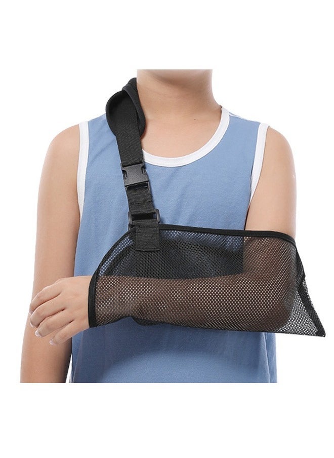 Mesh Kids Arm Sling Black for Shower Shoulder Immobilizer Brace Support for Broken Shoulder Elbow Arm Wrist Injury Children Pediatric Toddler Girls Boys left right, Kids S - Image 1