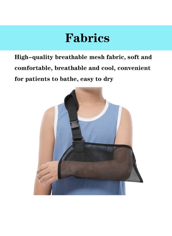 Mesh Kids Arm Sling Black for Shower Shoulder Immobilizer Brace Support for Broken Shoulder Elbow Arm Wrist Injury Children Pediatric Toddler Girls Boys left right, Kids S - Image 4