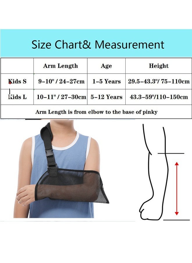 Mesh Kids Arm Sling Black for Shower Shoulder Immobilizer Brace Support for Broken Shoulder Elbow Arm Wrist Injury Children Pediatric Toddler Girls Boys left right, Kids S - Image 5