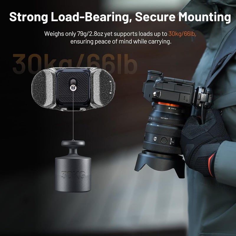 PGYTECH Beetle Camera Clip V2 with Plate, Quick Release Camera Backpack Clip, Arca-Swiss Compatible, SnapLock System for Sony/Nikon/Fuji/DSLR Cameras, Instant Mounting & Hands-Free, Black - Image 4