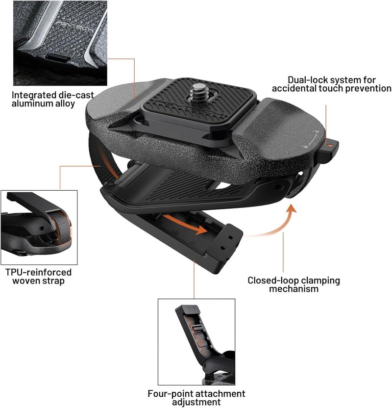 PGYTECH Beetle Camera Clip V2 with Plate, Quick Release Camera Backpack Clip, Arca-Swiss Compatible, SnapLock System for Sony/Nikon/Fuji/DSLR Cameras, Instant Mounting & Hands-Free, Black - Image 3