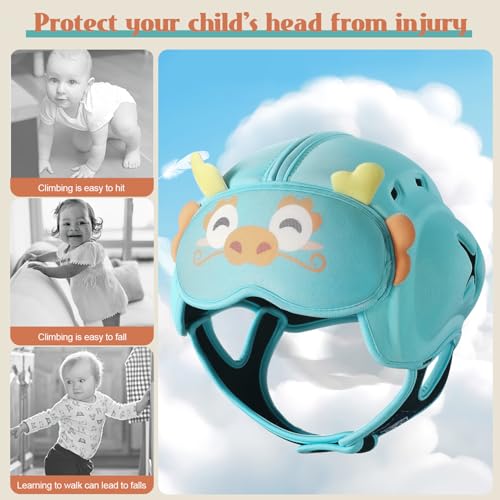 Lurui MamboBaby Safety Helmet for Crawling & Walking - Ultra Lightweight Adjustable Infant Head Protector 10-24 Months, Breathable Anti-Collision Soft Helmet with Secure Fit Design - Image 2