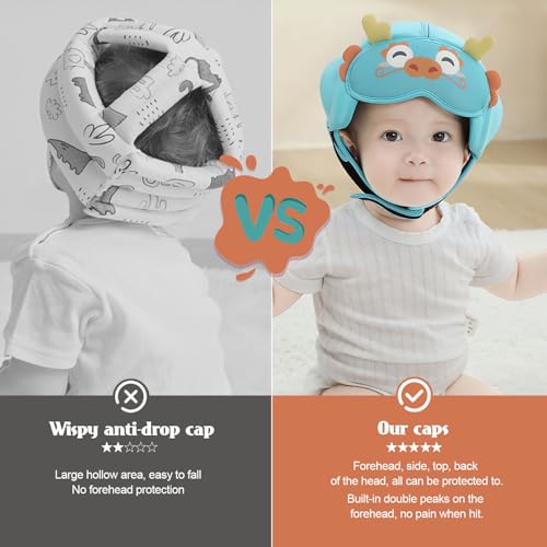 Lurui MamboBaby Safety Helmet for Crawling & Walking - Ultra Lightweight Adjustable Infant Head Protector 10-24 Months, Breathable Anti-Collision Soft Helmet with Secure Fit Design - Image 4