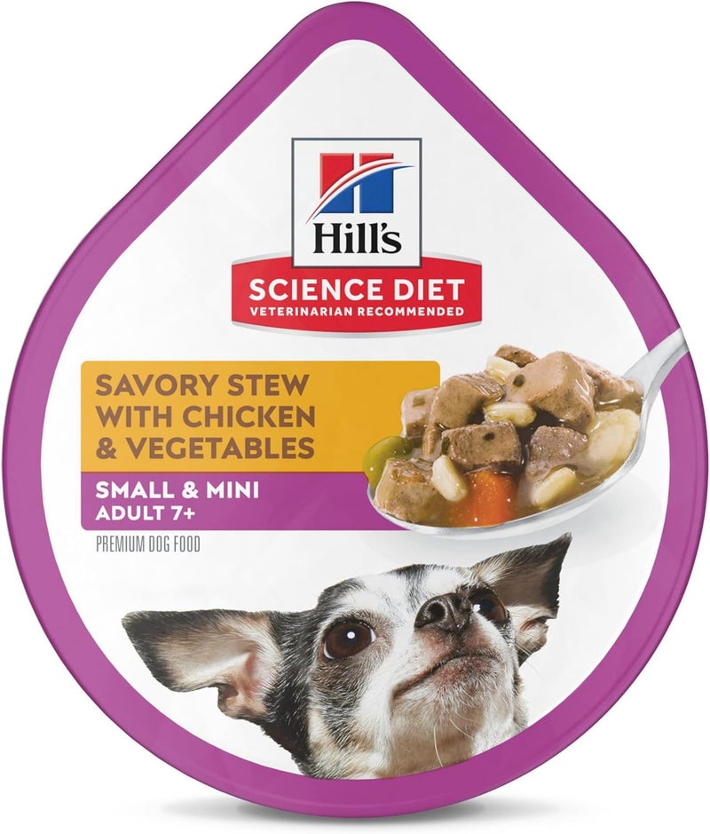 Hills Science Diet Adult 7 Small Paws Savory Stew Chicken  Vegetables Canned Dog Food 35 oz Case of 12 - Image 1
