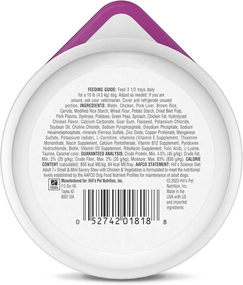 Hills Science Diet Adult 7 Small Paws Savory Stew Chicken  Vegetables Canned Dog Food 35 oz Case of 12 - Image 2