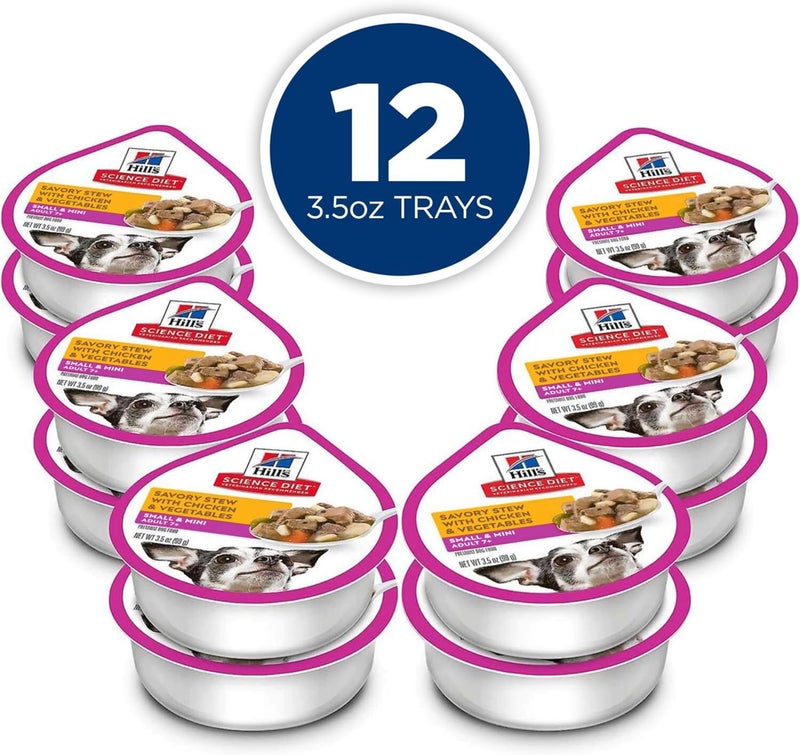 Hills Science Diet Adult 7 Small Paws Savory Stew Chicken  Vegetables Canned Dog Food 35 oz Case of 12 - Image 3