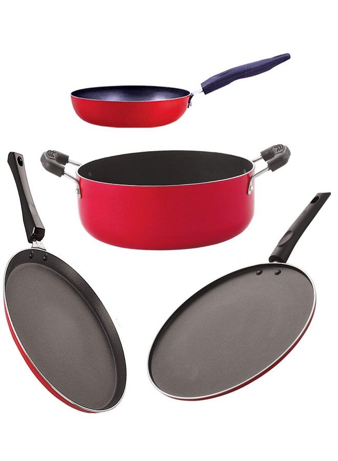 Nirlon 3 Layer Coated Non Stick Aluminium Pots and Pans Cooking Item Gift Set of 4 Pieces (FT12_CVG_ST11_CS24) - Image 1