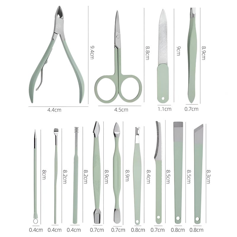 16 Pieces Full Set Nail Care Kit Personal Care Professional Pedicure Beauty Tools for Men and Women Perfect for Personal Care Gift (Green) - Image 2