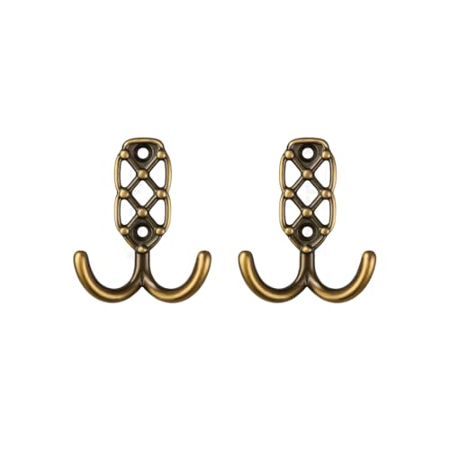 Colornest 2 Pcs Metal Hooks for Wall Heavy Duty Hooks for Hanging, Towel Clothes Hanger for Wall, Bathroom & Kitchen (Antique Brass) - Image 1