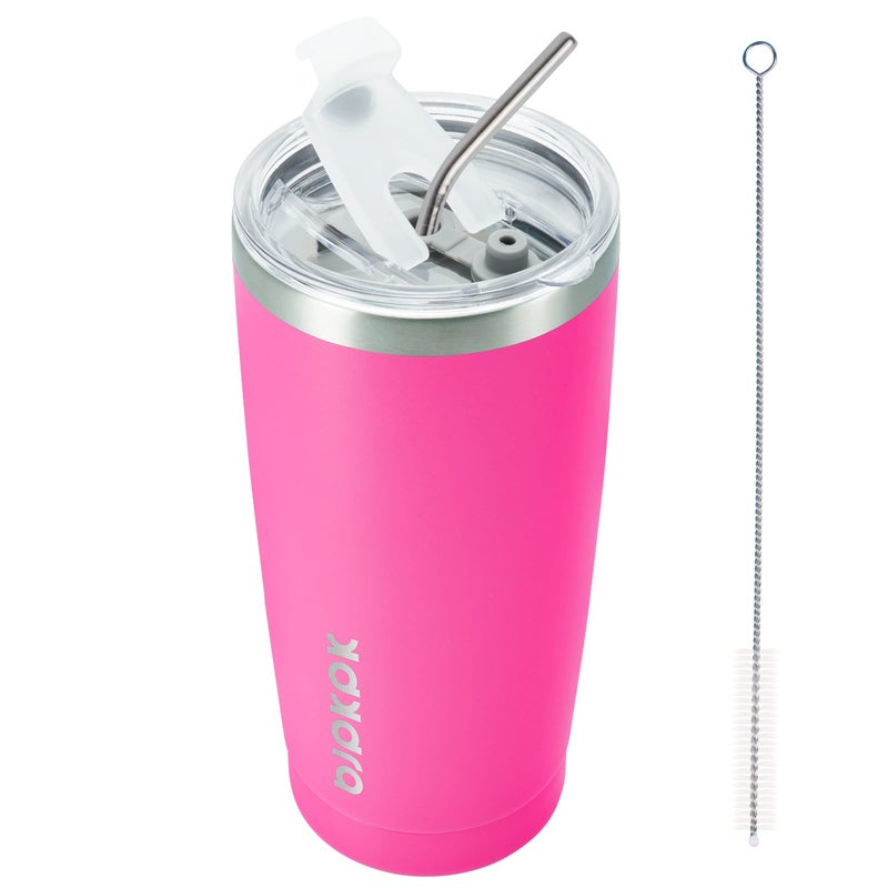 BJPKPK 20oz Stainless Steel Tumbler with Lid Double Wall Vacuum Coffee Cup Travel Mug for Ice Drink and Hot Beverage Insulation Travel Tumbler Cup with StrawsPink