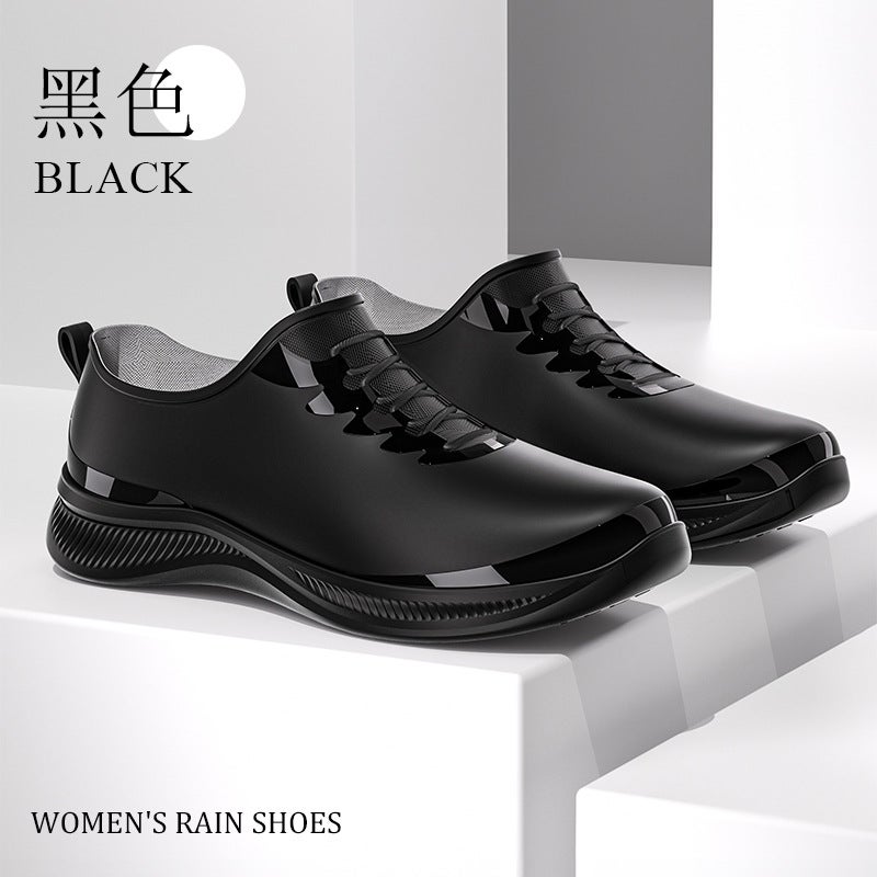 Fashion Ankle Rain Boots Waterproof Non-Slip for WomenS320 black [no velvet]] S320 black [no velvet]] 