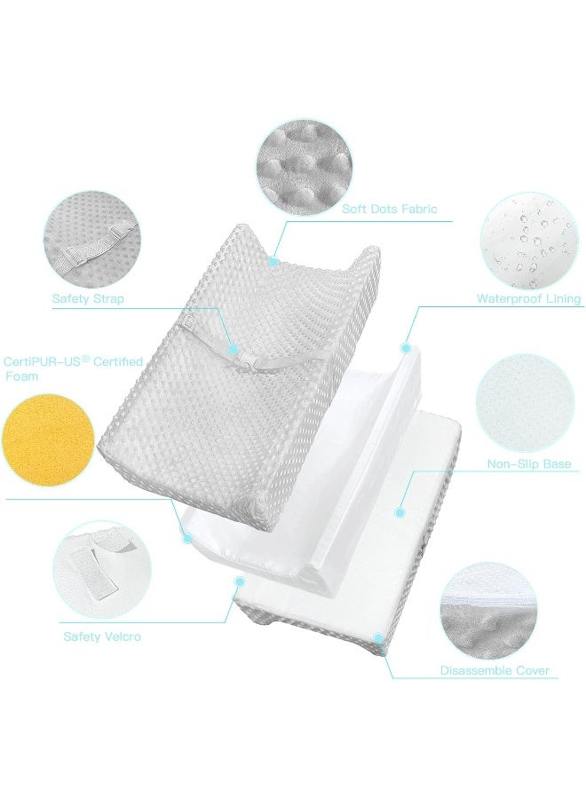 YENING Baby Diaper Changing Pad for Dresser Top with Cover Waterproof Lining Foam Contoured Changing Table Pads Topper 31" x 16" Grey - Image 5