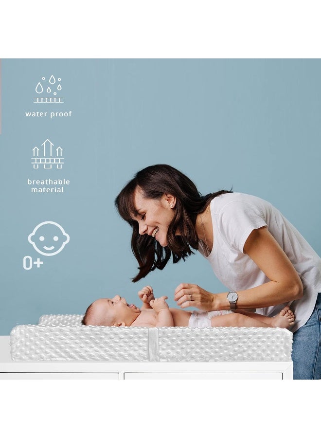 YENING Baby Diaper Changing Pad for Dresser Top with Cover Waterproof Lining Foam Contoured Changing Table Pads Topper 31" x 16" Grey - Image 3