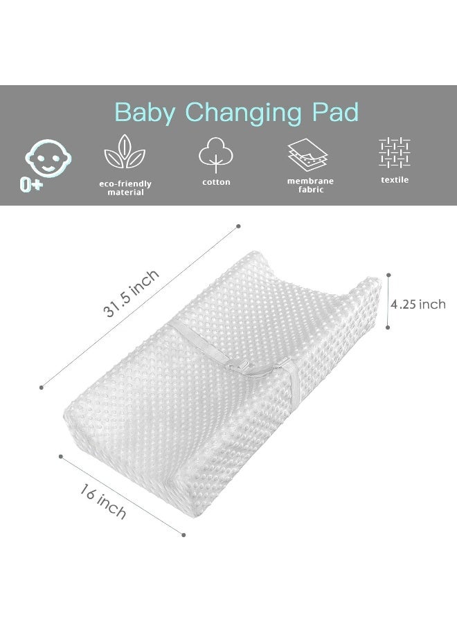 YENING Baby Diaper Changing Pad for Dresser Top with Cover Waterproof Lining Foam Contoured Changing Table Pads Topper 31" x 16" Grey - Image 4
