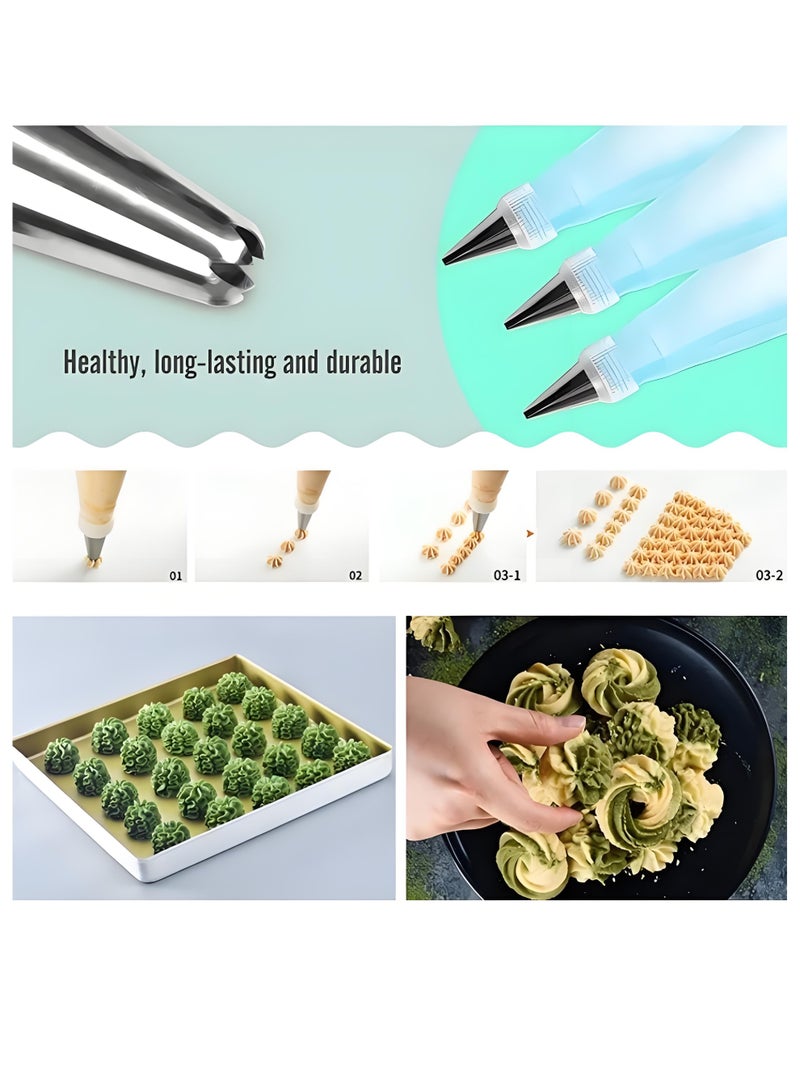 Lee Yon 37-Piece Piping Bags and Tips Set, Cake Decorating Kit Supplies, Included 2 Reusable Bags, 24 Icing Piping Tips, 2 Couplers, 3 Cake Scraper, 2 Pipe Brush, 1 Flower Nails,1 Flower Lifter, 2 Ties - Image 5