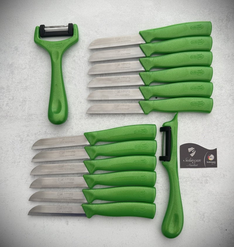Shiny Fruit and Vegetable Knife and Peeler 14 Pack Green