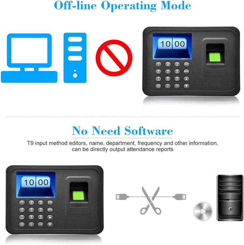 2.4'' TFT LCD Display Biometric USB Fingerprint Attendance Machine Free Software Password Employee Checking-in Reader - Image 3