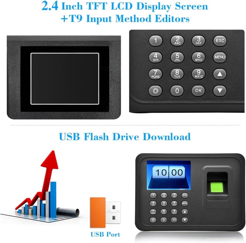 2.4'' TFT LCD Display Biometric USB Fingerprint Attendance Machine Free Software Password Employee Checking-in Reader - Image 4