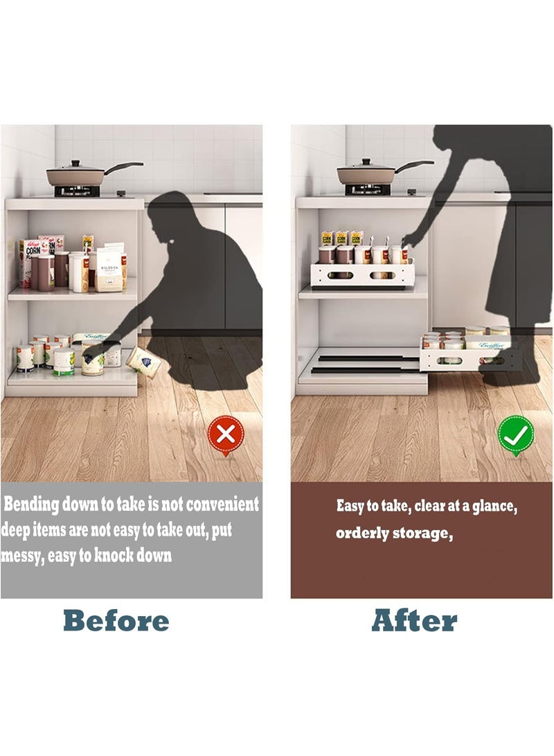 U-HOOME Pull Out Cabinet Drawer Kitchen Organizer,Slide Out Pantry Shelves Spice Rack Fits Spices, Sauces, Cans etc,Under Cabinet Storage (1pcs-Pull out Dish rack) - Image 4