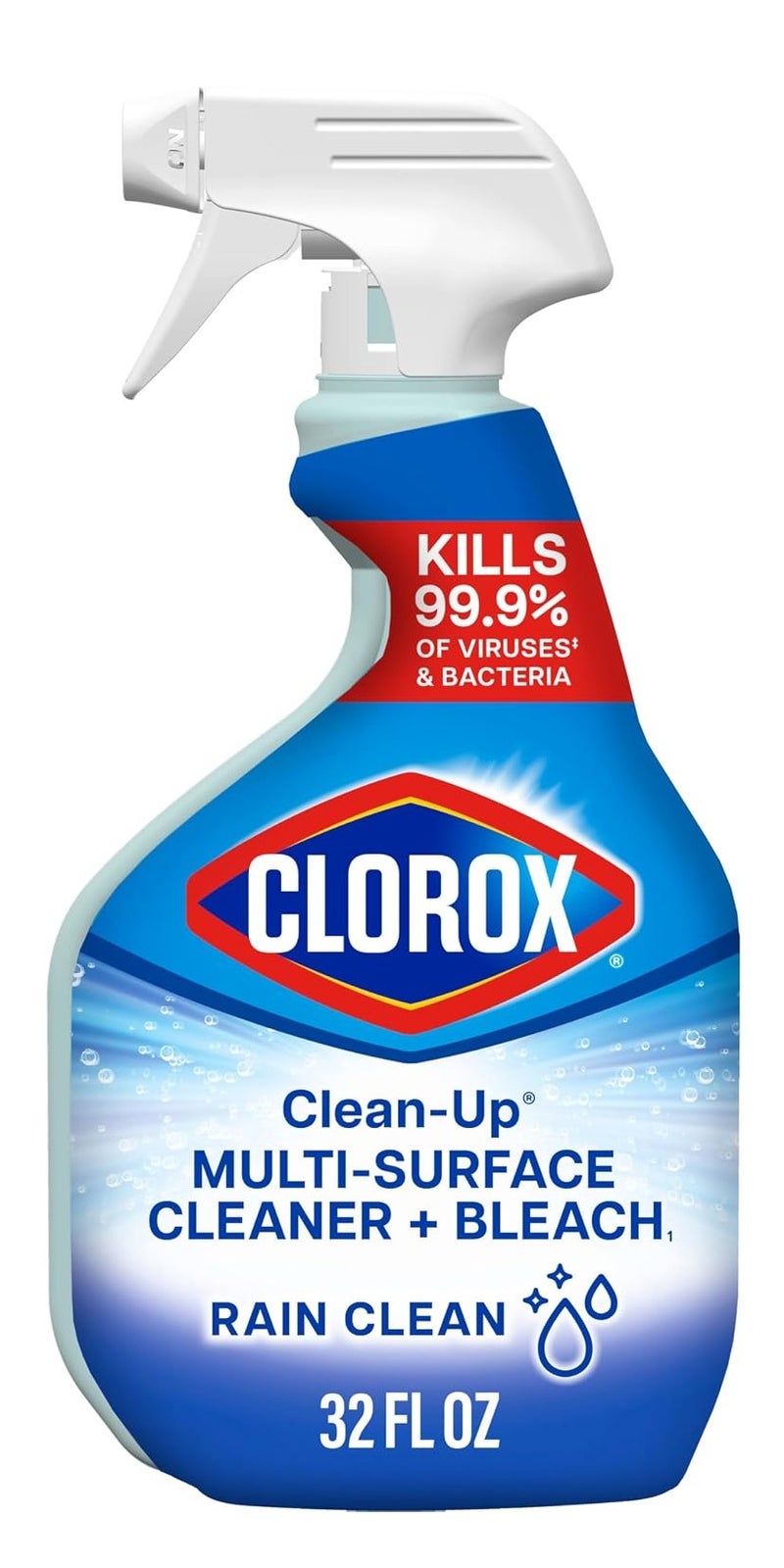 Clorox Clean-Up Multi-Surface Cleaner + Bleach Spray 32oz Rain Clean – Disinfectant Spray Kills 99.9% Germs, Bathroom Kitchen Cleaner, Powerful Stain Remover for Home Surfaces - Image 1