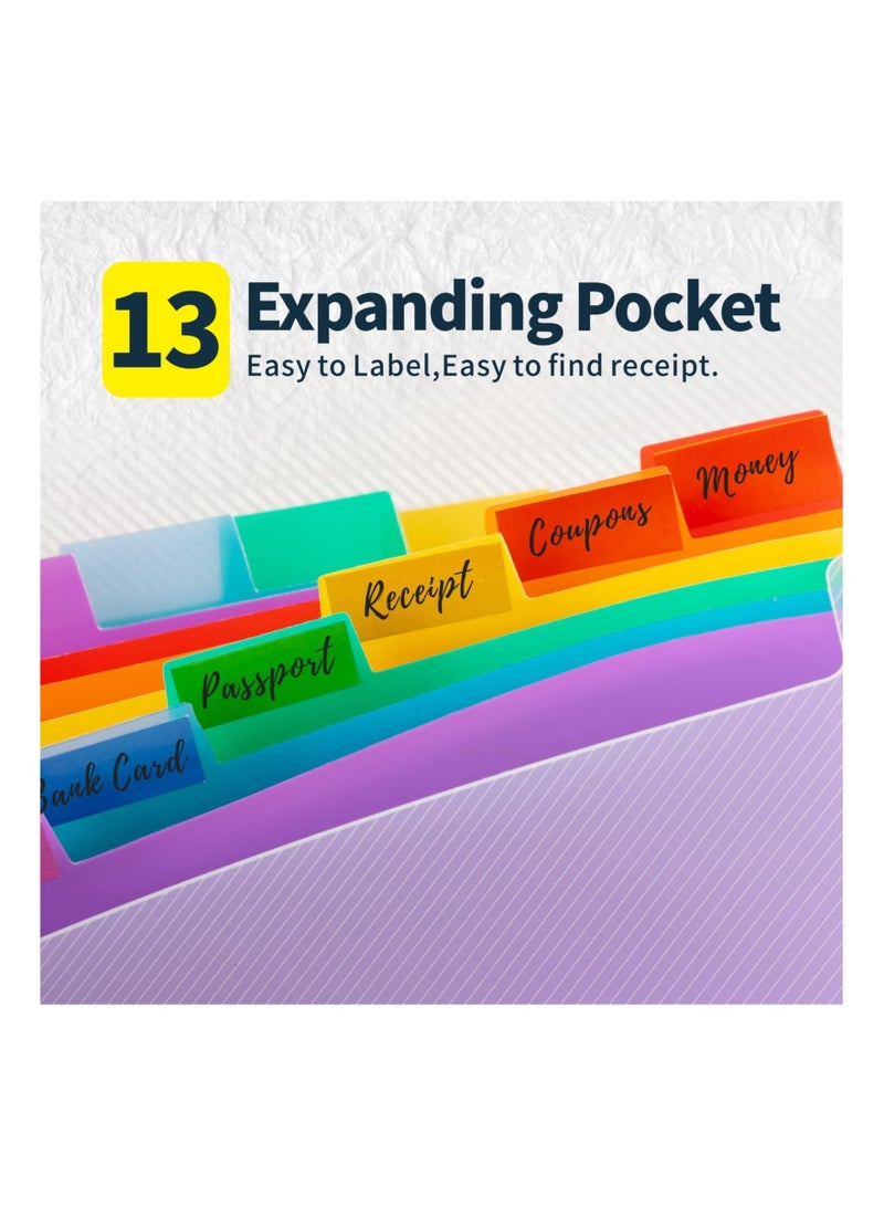 SYOSI Small Accordion File Organizer - 2 Pack 13 Pockets A6 Mini Expanding File Folders, Portable Hand-Held Accordion File Folder 100% Waterproof Plastic Receipt Organizer for Cards, Coupon, Receipt, Ticket - Image 3