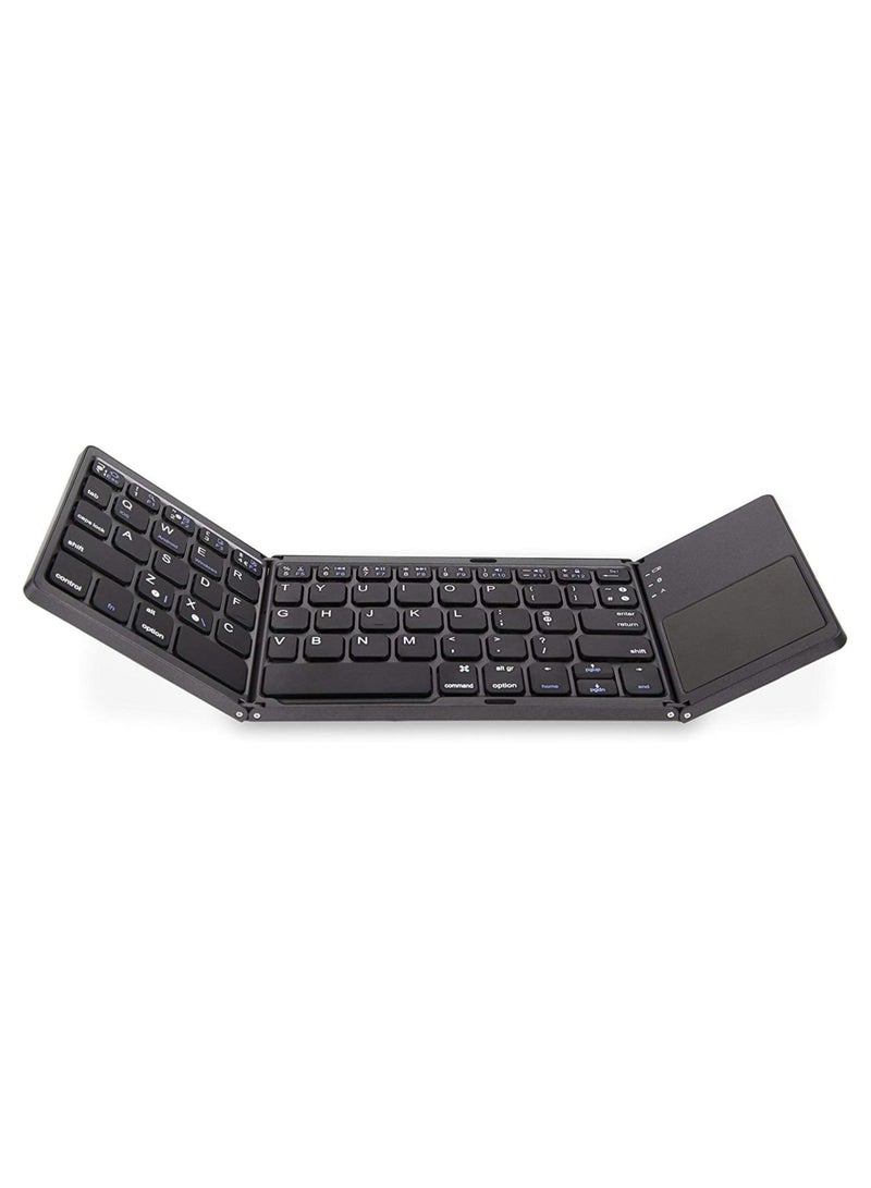eWINNER Three-fold wireless Bluetooth folding mini keyboard with touch pad for tablet mobile phone computer (black) 