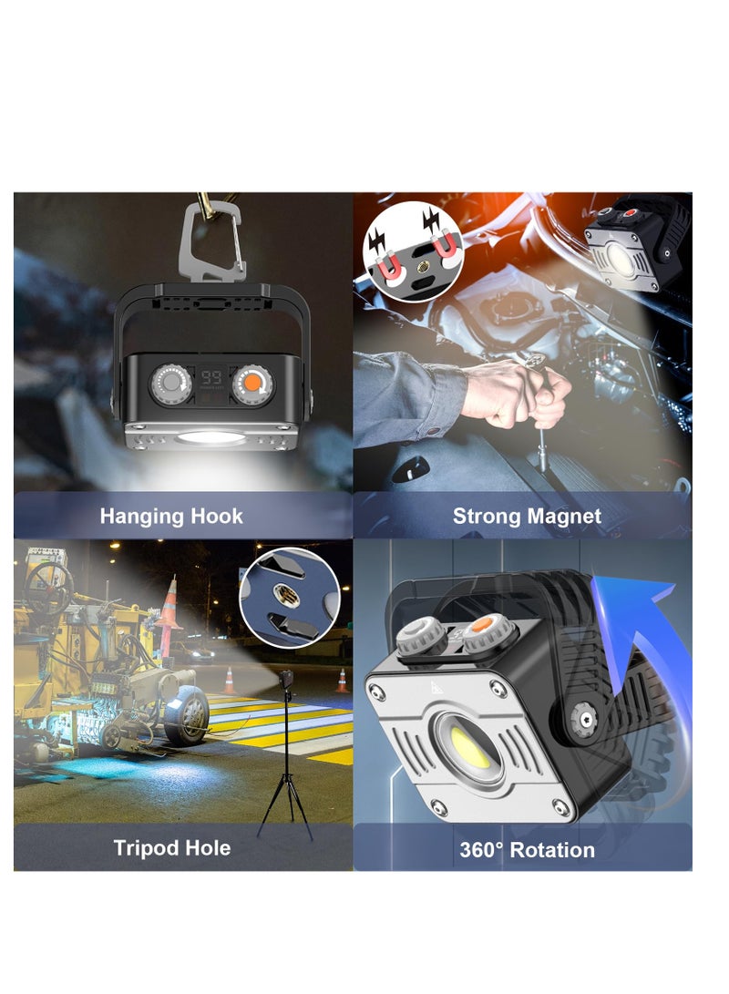 LED Work Light 10000mAh, Rechargeable Magnetic Work Light 1500LM with 360° Rotate Carry Bag, IP66 Waterproof Portable LED Worklight with Stepless Dimming, 5 Modes, For Car Repairing, Camping - Image 4
