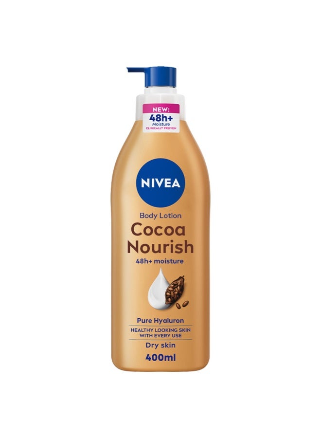 NIVEA Body Lotion for Dry Skin, Cocoa Butter, 48H Deep Moisture Care, 400ml - Image 1