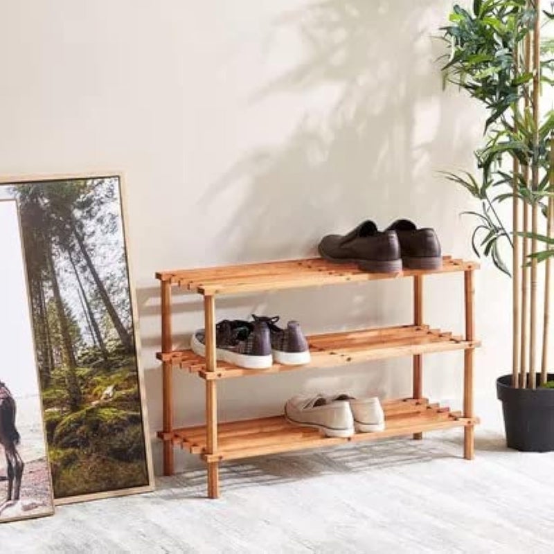 Harmony Home 3-Tier Wooden Shoe Rack NU-30470 – Durable Shoe Storage Shelf for Entryway, Hallway & Living Room - Image 3