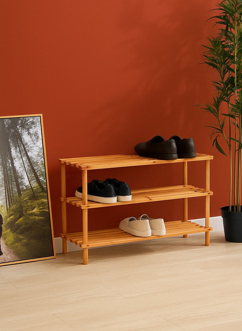 Harmony Home 3-Tier Wooden Shoe Rack NU-30470 – Durable Shoe Storage Shelf for Entryway, Hallway & Living Room - Image 2